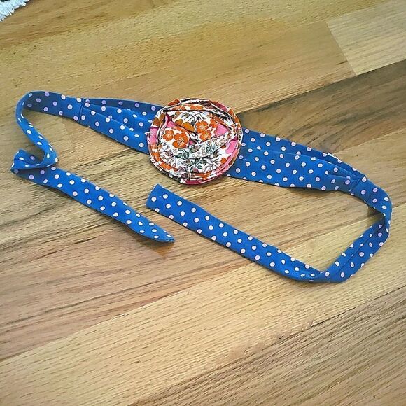 Blue Polka Dot Just the Thing Flower Headband - Picture 2 of 3